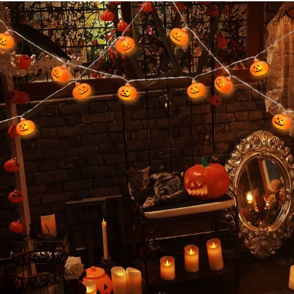 Halloween Lights, 20ft 40 LED Halloween Lights, LED Pumpkin Lights